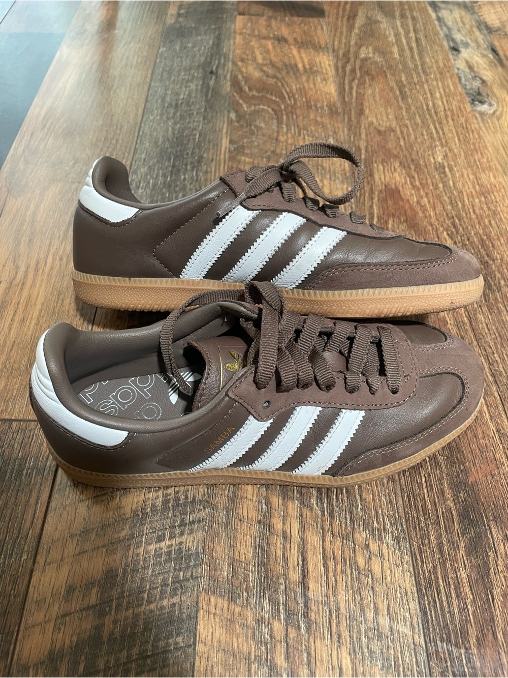 Adidas Brown and White Samba Leather Sneakers